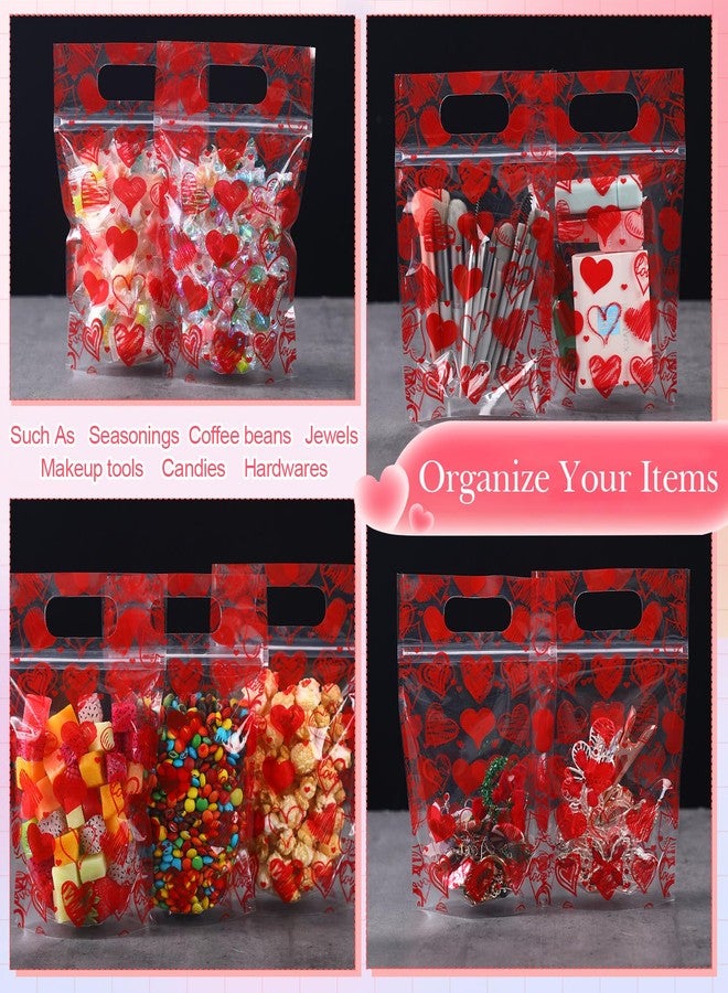 Blosssound 50 Pcs Valentines Day Gift Bags Resealable Love Plastic Bags Valentines Party Favor holder with Handle for Wedding Party Candy Gift Wrapping Supplies Decor (Love) - Image 5